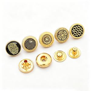 Boutons décoratifs plaqués de 10 mm à 17 mm, boutons à pression en métal personnalisés avec logo et motif pour vêtements pour hommes - Product Image 2