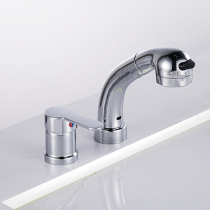 Basin Faucet Single Handle Pull Out <b>Spray</b> 2 Hole Deck <b>Mounted</b> Ceramic Valve Core - Product Image 3