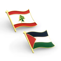 Écusson à revers à motif drapeau croisé Liban Palestine Yémen, prêt à l'emploi, en stock, avec autocollants 3M