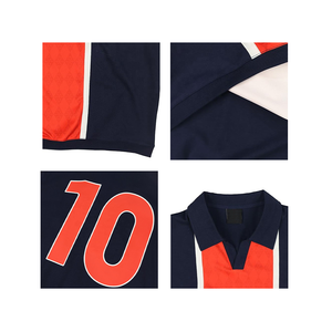 Maillots de football rétro personnalisés respirants en tricot pour hommes, noirs, à manches courtes, style <span class=keywords><strong>vintage</strong></span>, streetwear - Product Image 3