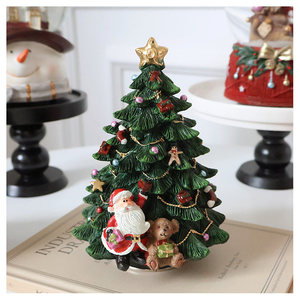 Boîte à musique vintage en résine avec train rotatif, Père Noël, ours en peluche <span class=keywords><strong>et</strong></span> globe à neige, figurine de table, cadeau pour petite amie 2026 - Product Image 5