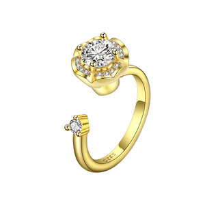 Wholesale Fidget Spinner <b>Adjustable</b> <b>Ring</b> Claw Set Cubic Zirconia Copper Gold Plated Stress Relief Jewelry For Anxiety - Product Image 5
