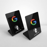 Support en L NFC en acrylique pour table de restaurant, autocollant NTAG213 avec dos adhésif et code QR pour la vérification de l'authenticité des avis Google