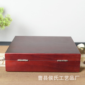 Flip Top Red <b>Pine</b> Wood Jewelry <b>Box</b> 28x15x10cm Solid Wood Storage Desktop Organizer - Product Image 2