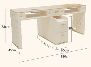 Juego de mesa de manicura estilo crema premium con toma de vacío incorporada, estación de manicura, muebles para salón de belleza. - Product Image 2