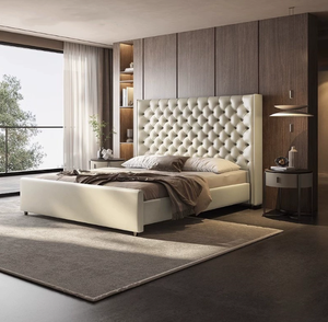 Lit King Size à cadre durable et confortable de style moderne Mobilier de chambre à coucher d'appartement d'hôtel - Product Image 3