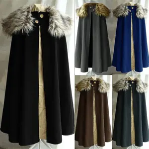 2024 Mantello Invernale Medievale da Uomo con Collo Spesso Mantella da Cavaliere Vichingo Larp Cosplay Cappotto Gotico da Donna Mantello Retrò Costume di Halloween - Product Image 2
