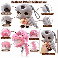 Kostum Topi Dinosaurus Boneka Plush Poliester Kustom 20-23cm 0-24 Bulan Aksesoris Mainan Boneka Lucu Unik OEM ODM Grosir