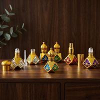 Botol Parfum Kaca Heksagonal Kecil 8ml, Berbentuk Bintang Berfaset Emas, Roller untuk Dabber Spray, Botol Sampel Minyak Isi Ulang, Tutup Sekrup Mewah