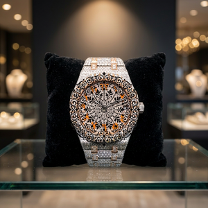Reloj de Cuarzo Analógico AMBER JEWELS de Lujo con Movimiento CITIZEN, Resistente al Agua, 46 mm, Caja Irregular Ligera, Plateado, con Moissanita - Product Image 1