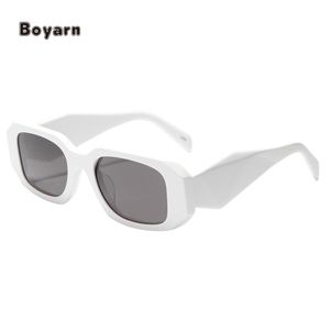Boyarn แว่นกันแดดอะซิเตทรูปร่างไม่สม่ำเสมอโลโก้ตามสั่งแนวพังก์เล็กๆสีฟ้า/ชมพู/เหลืองขอบป้องกันรังสียูวี - Product Image 2