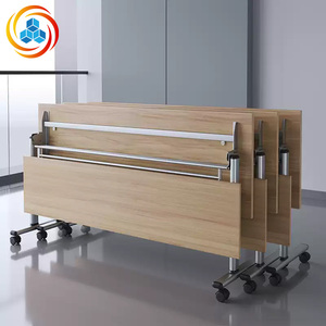 Modern Flip Top <b>Folding</b> <b>Table</b> | Portable Modular Conference Desk with Wheels for Training & Meeting Room & School - Product Image 1