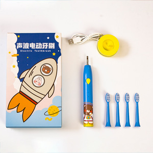 Brosse à dents électrique pour enfants, vibration sonique, charge sans fil, IPX7, rechargeable, boîtier en plastique, Space Bear Blue Space Rabbit - Product Image 3