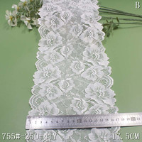 Liquidation de stock : Dentelle élastique extensible de 18 cm, tissu en dentelle extensible noir personnalisé, vente en gros pour les usines de vêtements