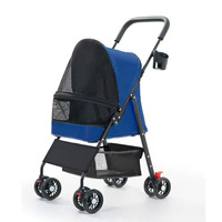 Poussette transfrontalière pour animaux de compagnie (chats, chiens, chiens Teddy) et bébés, 4 roues, pliable, pratique pour l'extérieur, petit modèle S09A
