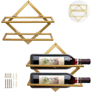 Estante Plegable de Doble Nivel para Botellas de Vino, Estante de Metal para Copas y Vasos de Vino Tinto, Estante de Pared para Bar en Casa con Herramientas de Limpieza - Product Image 4