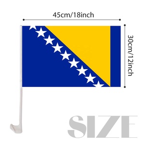 Bandera de coche de <span class=keywords><strong>Bosnia</strong></span> y Herzegovina promocional de tamaño personalizado 12X18 Bandera de ventana de coche antiarrugas de secado rápido de poliéster personalizada - Product Image 2
