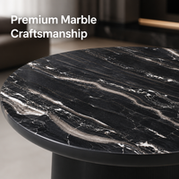 Ensemble de tables basses rondes en marbre noir et blanc - Meubles de salon modernes de luxe