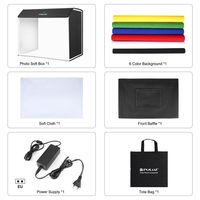 Nouveauté PULUZ Boîte à lumière de studio photo 3 fonds de couleur portables 60 x 40 cm Kit de tente de photographie cubique en nylon 600D Lumière 5500K