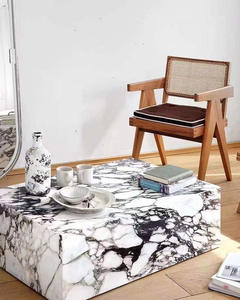 100% Natural Stone Polished Marble Corner <b>Table</b> Calacatta Viola Marble Plinth <b>Cube</b> <b>Table</b> White Marble <b>Coffee</b> <b>Table</b> for Sale - Product Image 1