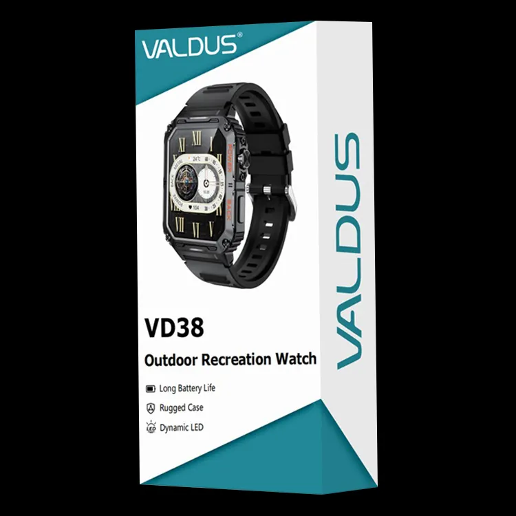 Valdus suporta controle remoto para tirar fotos e música, relógio inteligente VD38 Smartwatch com tela de 1,91 polegadas, bateria de 380mAh, espera longa, VD38