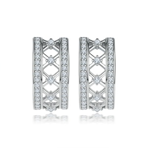 Designer S925 <b>Silver</b> Ear <b>Stud</b> <b>Earrings</b> <b>for</b> <b>Women</b> Trendy Rhodium Plated Zircon <b>for</b> Party or Gift CMA Certified - Product Image 1