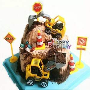 6 ensembles de jouets de tracteurs pour garçons, fournitures de décoration de gâteaux, voitures, ornements de poupées, <span class=keywords><strong>Oh</strong></span> bébé, joyeux anniversaire, excavateurs, décoration de gâteau - Product Image 6