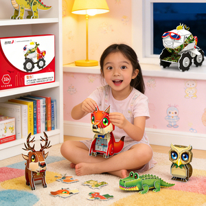 ผู้ผลิตชุดงานฝีมือของเล่นการ์ตูน NOSTO DIY รับผลิตตามสั่ง (OEM) ของเล่นเสริมพัฒนาการ STEM แบบทำมือ ตุ๊กตาสัตว์มาสคอต ของเล่นกระดาษ 3 มิติ ตัวต่อรูปทรงโคมไฟและนาฬิกา - Product Image 3