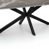 Table à manger rectangulaire en pierre frittée avec pieds en métal noir en forme d'araignée, mobilier de salle à manger moderne en dalle de roche, support OEM