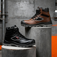 Chaussures de sécurité industrielles en cuir noir imperméables, respirantes, avec embout en acier anti-écrasement pour la construction, l'usine et la randonnée