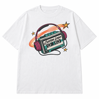 T-shirts d'été pour hommes en coton blanc vintage à motif cassette, coupe oversize, style streetwear et gym, à manches courtes, marque privée