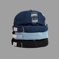 Chapeau de Propriétaire en Gros Mode Personnalisé en Coton Denim Délavé Style Docker Rétro Sans Bord pour Hommes