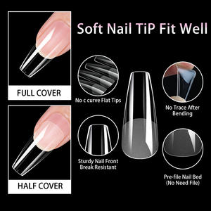 504 pièces Capsules d'ongles en gel souple à couverture complète, formes Stiletto, Amande, Cercueil, Semi-mates, <span class=keywords><strong>French</strong></span>, à retirer par trempage, à presser, pour extension d'ongles - Product Image 3