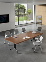 Nouvelle table de conférence pliante en bois artisanal, bureau de bureau, table de formation modulable à longues lames, combinaison de table et de chaise, 11 à 15 personnes
