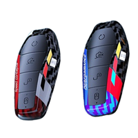Coque de protection transpondeur de programmation de clés à distance en carbone pour voiture BYD Tang Qing style sport
