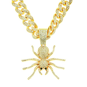 สร้อยคอผู้ชายแฟชั่นดีไซน์ฮิปฮอปยอดนิยมปี 2026 ลายแมงมุม สร้อยคิวบาลิงค์ชุบทอง สไตล์พังก์ สตรีท - Product Image 1