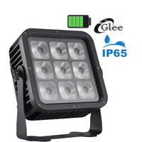 Projecteur PAR LED sans fil GLEE Outdoor IP65 étanche 9x18W RGBWA+UV 6-en-1 alimenté par batterie avec télécommande DMX