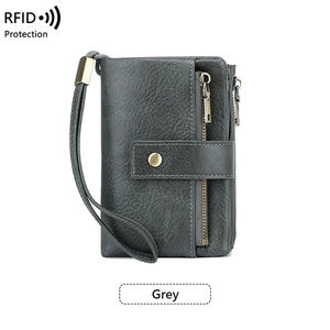 <span class=keywords><strong>Porte</strong></span>-<span class=keywords><strong>monnaie</strong></span> de luxe en cuir PU à logo personnalisé RFID Portefeuille décontracté court pour hommes Portefeuille vintage à double chaîne pour femmes - Product Image 5