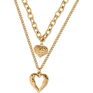 European American Retro Fashion Layered <b>Titanium</b> Steel <b>Chain</b> Heart Pendant Necklace Gold Gift Jewelry - Product Image 5