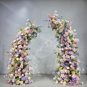 Personalizar telón de fondo de seda artificial Rosa otoño colores otoño Pilar flor arco para la decoración de la fiesta temática de la boda - Product Image 6