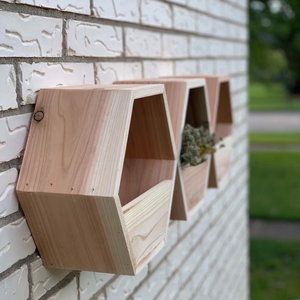 <strong>Wood</strong> Set of 3 <strong>Hexagon</strong> <strong>Planters</strong> Handmade Display Shelf Flower Pot Hanging <strong>Planters</strong> for Indoor Plants Plant Hanger - Product Image 2