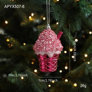 Pink Themed Christmas Party Decor Candy Doughnut Snowman Lollipop <b>Glitter</b> Xmas Baubles Environmental Friendly Luxury - Product Image 5