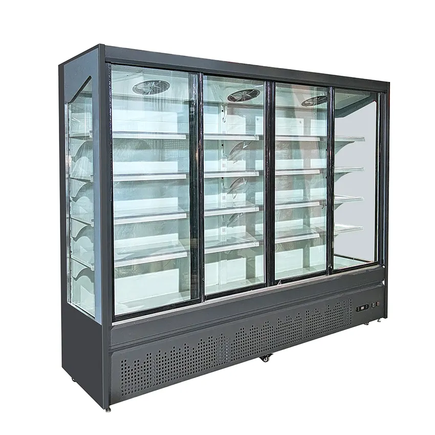 슈퍼마켓 음료 냉장고 상업적인 전시 유리제 냉각기 다 갑판 병 물 냉장고 진열장
