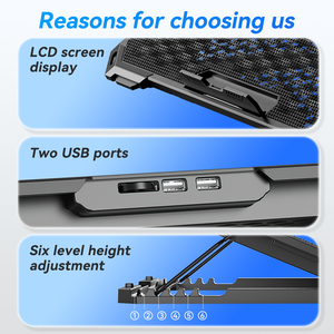 Support de refroidissement <span class=keywords><strong>portable</strong></span> pour ordinateur <span class=keywords><strong>portable</strong></span> 17 <span class=keywords><strong>pouces</strong></span> avec 6 ventilateurs, RGB, pour jeux, 2 ports USB, en plastique durable - Product Image 4