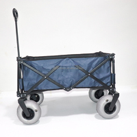 Chariot pliable robuste à roues gonflables, chariot à double étage pour le sable, le jardin, le camping, la plage