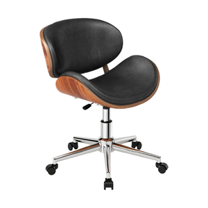 Chaise de bureau ergonomique moderne en cuir avec cadre métallique, dossier pivotant, hauteur réglable pour la maison, l'étude, le travail, les conférences - Product Image 5