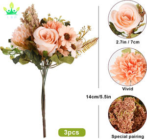 Fleurs artificielles d'automne Rose Rose <span class=keywords><strong>Bouquet</strong></span> <span class=keywords><strong>de</strong></span> soie d'automne <span class=keywords><strong>avec</strong></span> arrangement d'hortensia pour la fête <span class=keywords><strong>de</strong></span> mariage nuptiale bébé douche décor à la maison - Product Image 2