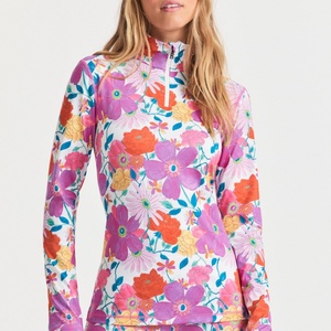 Custom Logo Digital Printing Long Sleeve Half Zip up Yoga <b>Workout</b> Hoodie <b>Jacket</b> With Thumb Holes Women - Product Image 2