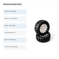 Roue en caoutchouc pour moteur N20, 30 mm, pneu antidérapant, fixation par pression, pour voiture robot, plateforme mobile DIY, kits STEM