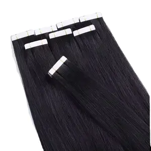 Fita invisível para extensão de cabelo 100% cabelo humano, fita virgem russa reta de 22 polegadas, cabelo humano